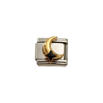 Silver Starry Moon Italian Charm