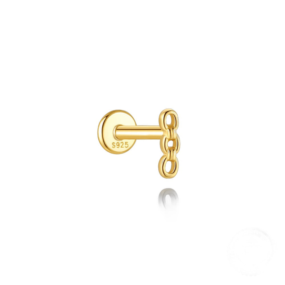 Gold Chain Link Flat-back Stud (Single or Pair)