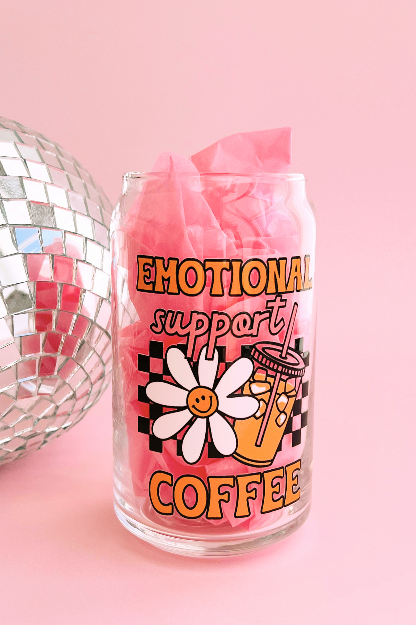Emotional Support Iced Coffee Glass Cup
