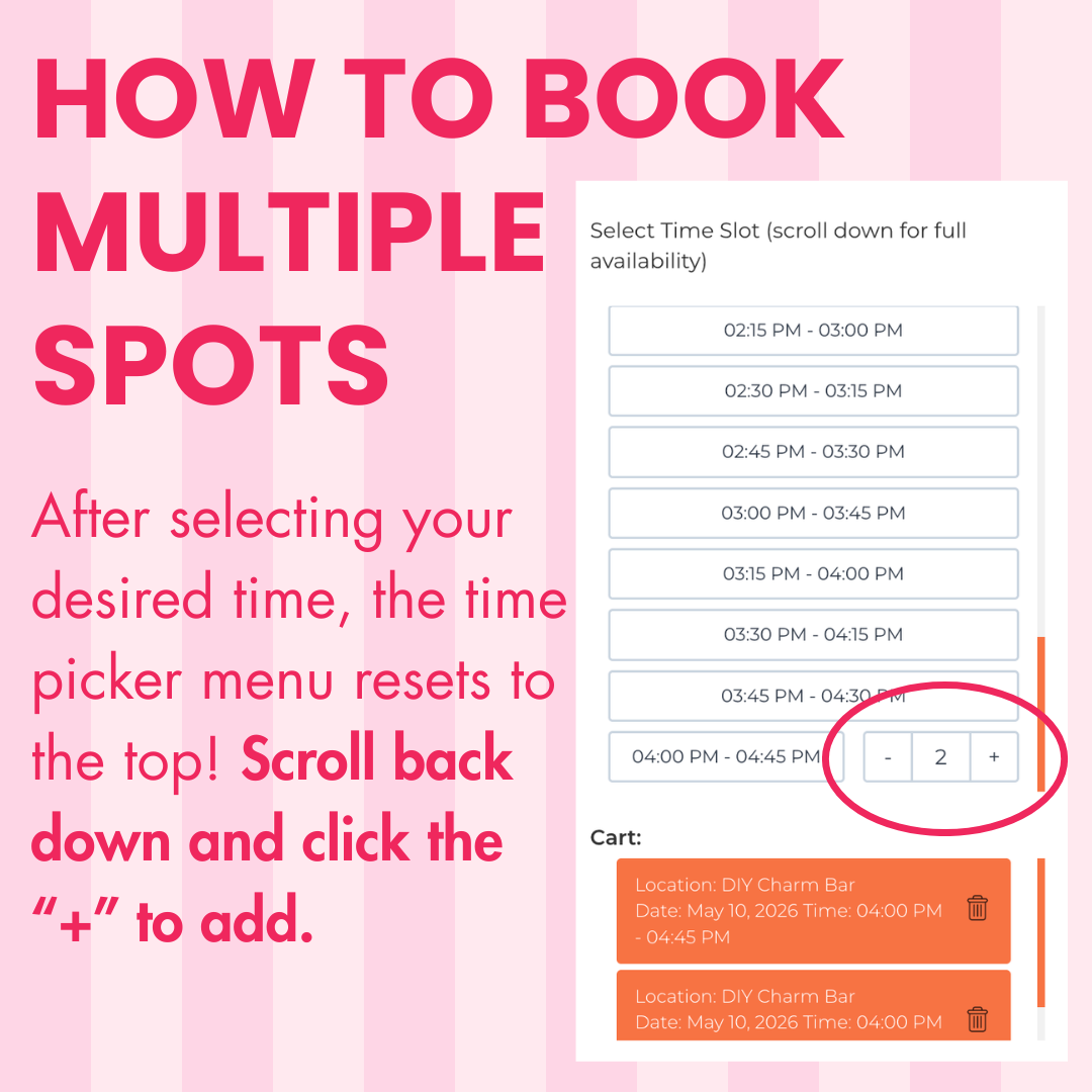 DIY Charm Bar - In-Store Reservation - Deposit