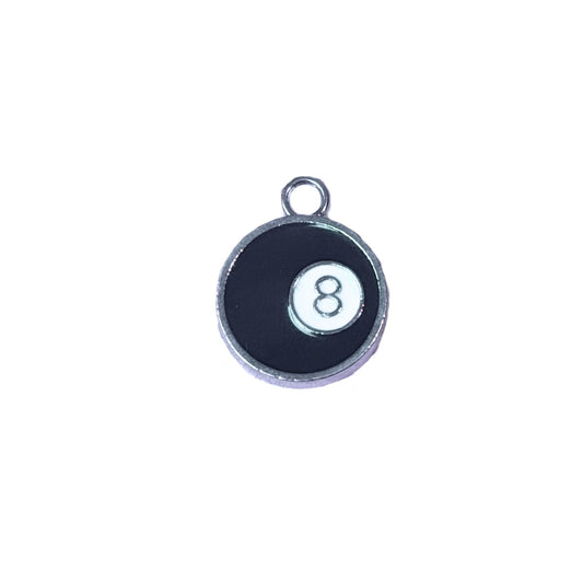 Eight Ball Silver Charm