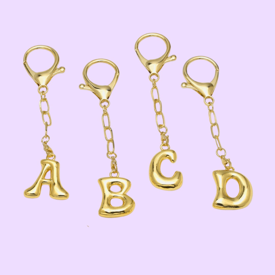 Gold Bubble Letter Keychain