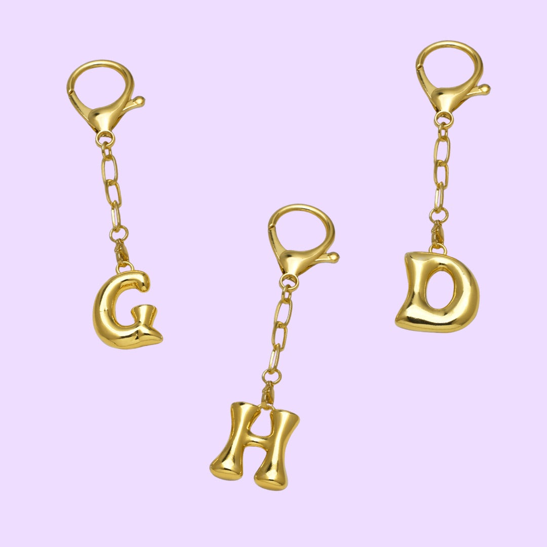 Gold Bubble Letter Keychain