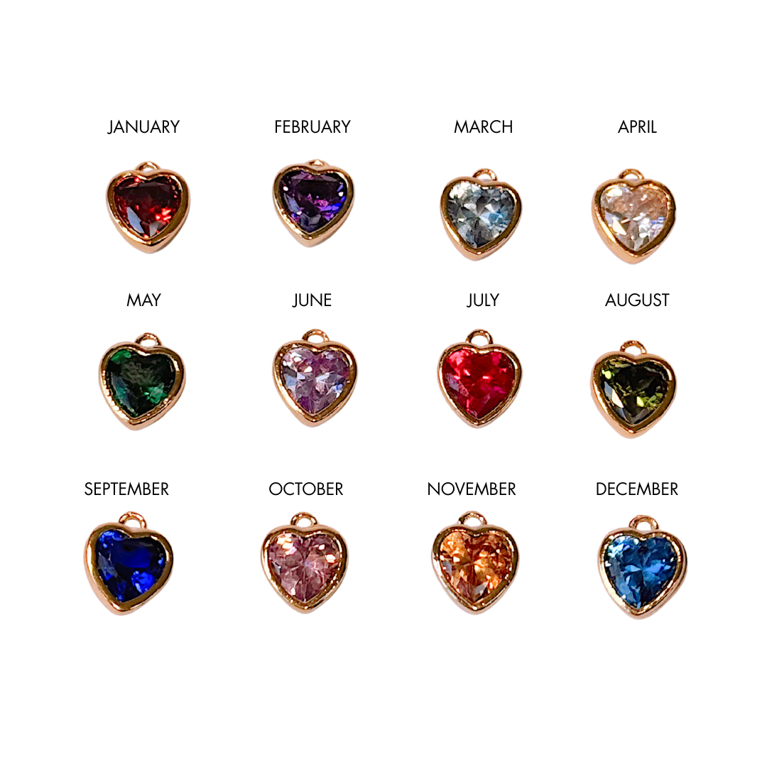 Heart Birthstone Gold Charm