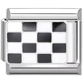 Silver Checkerboard Italian Charm