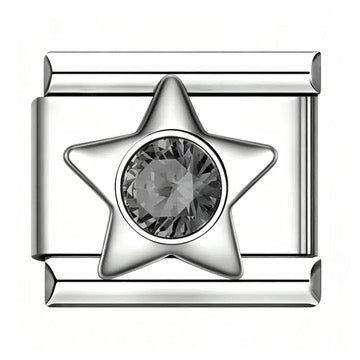 Silver Star Birthstone Italian Charm