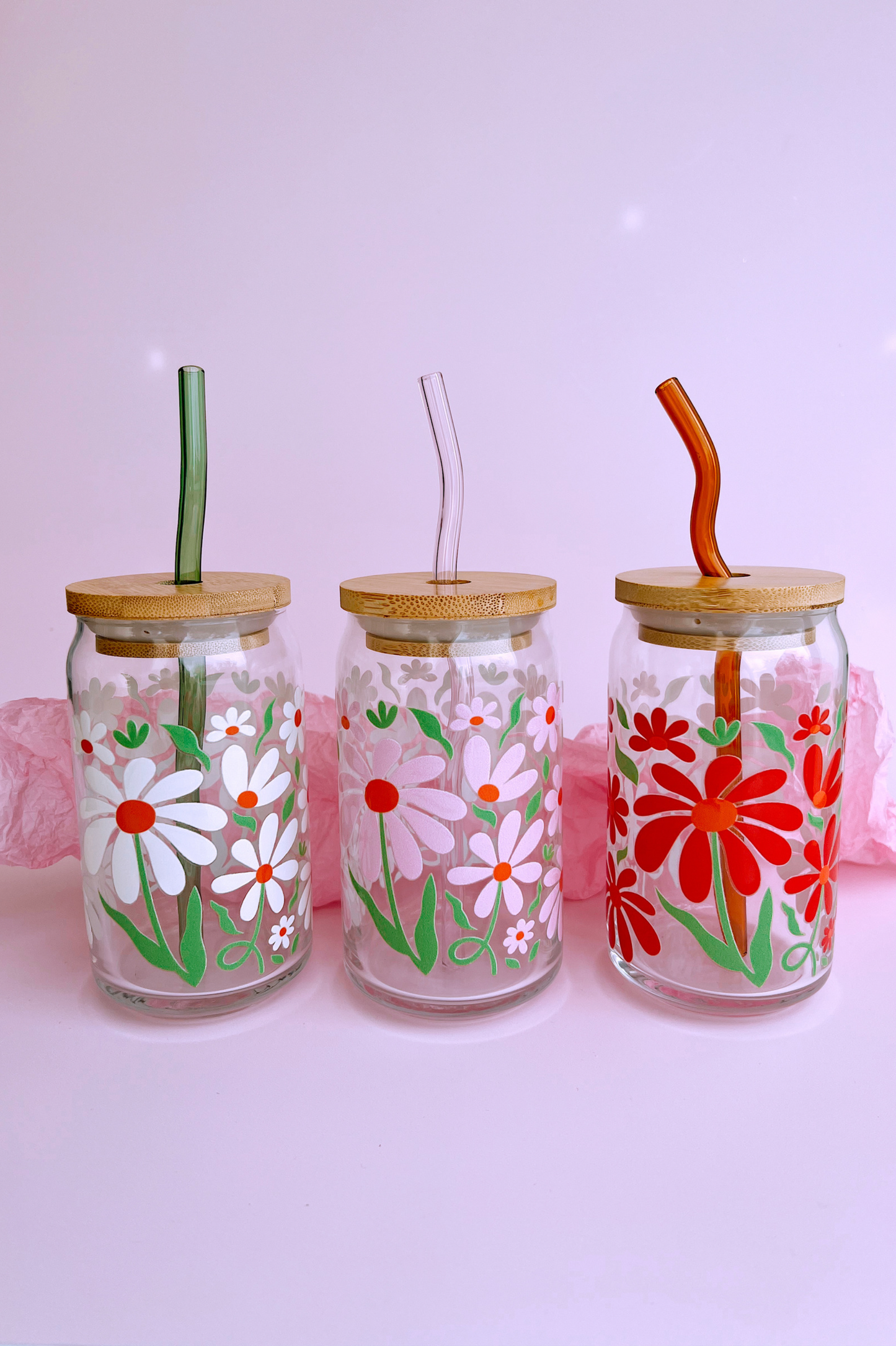 Falling Petals Glass Cup (3 Colors)