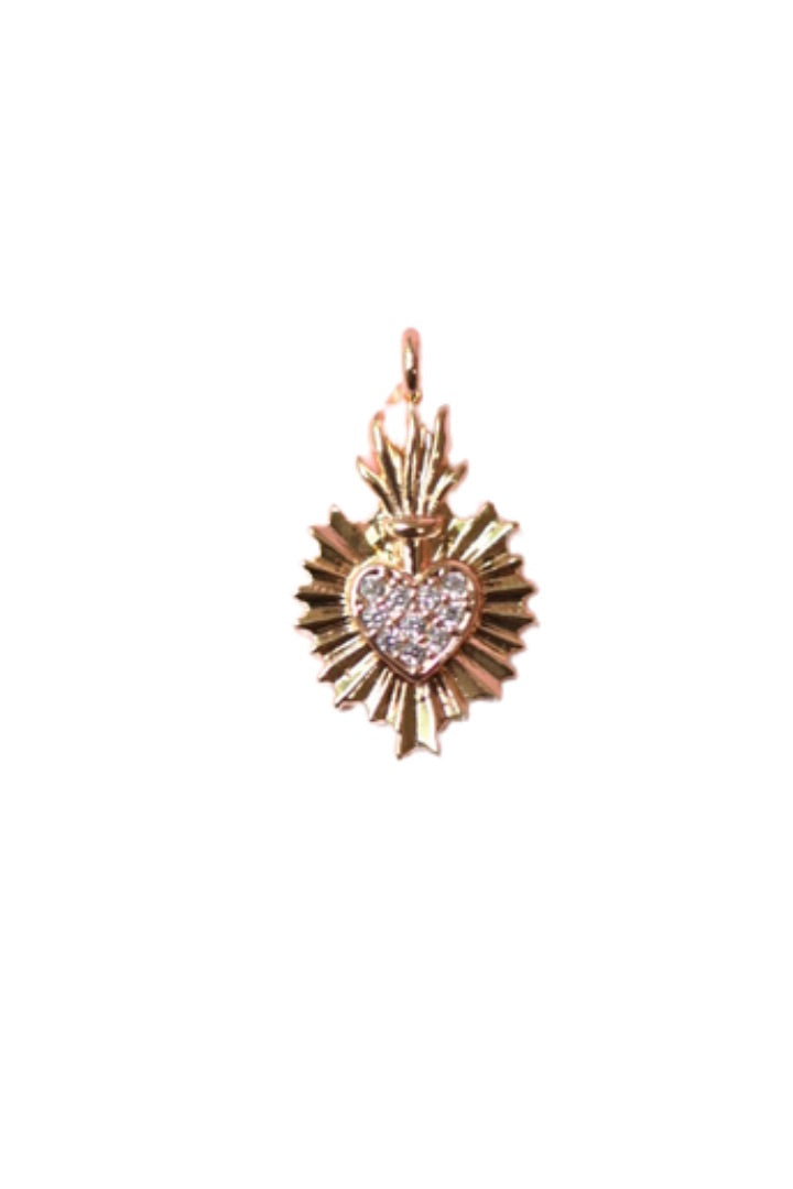 CZ Sacred Heart Charm