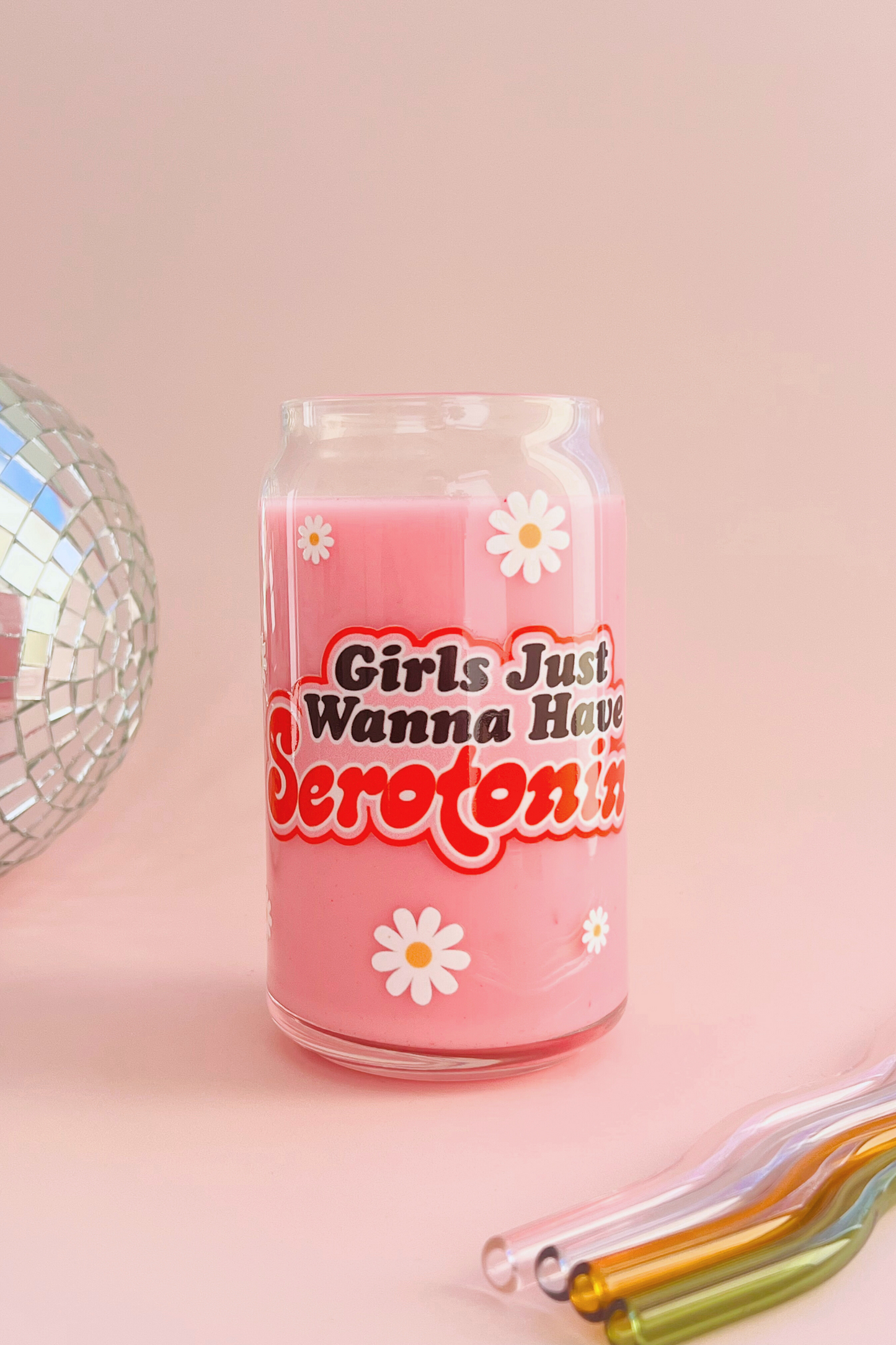 Girls Just Want Serotonin Glass Cup