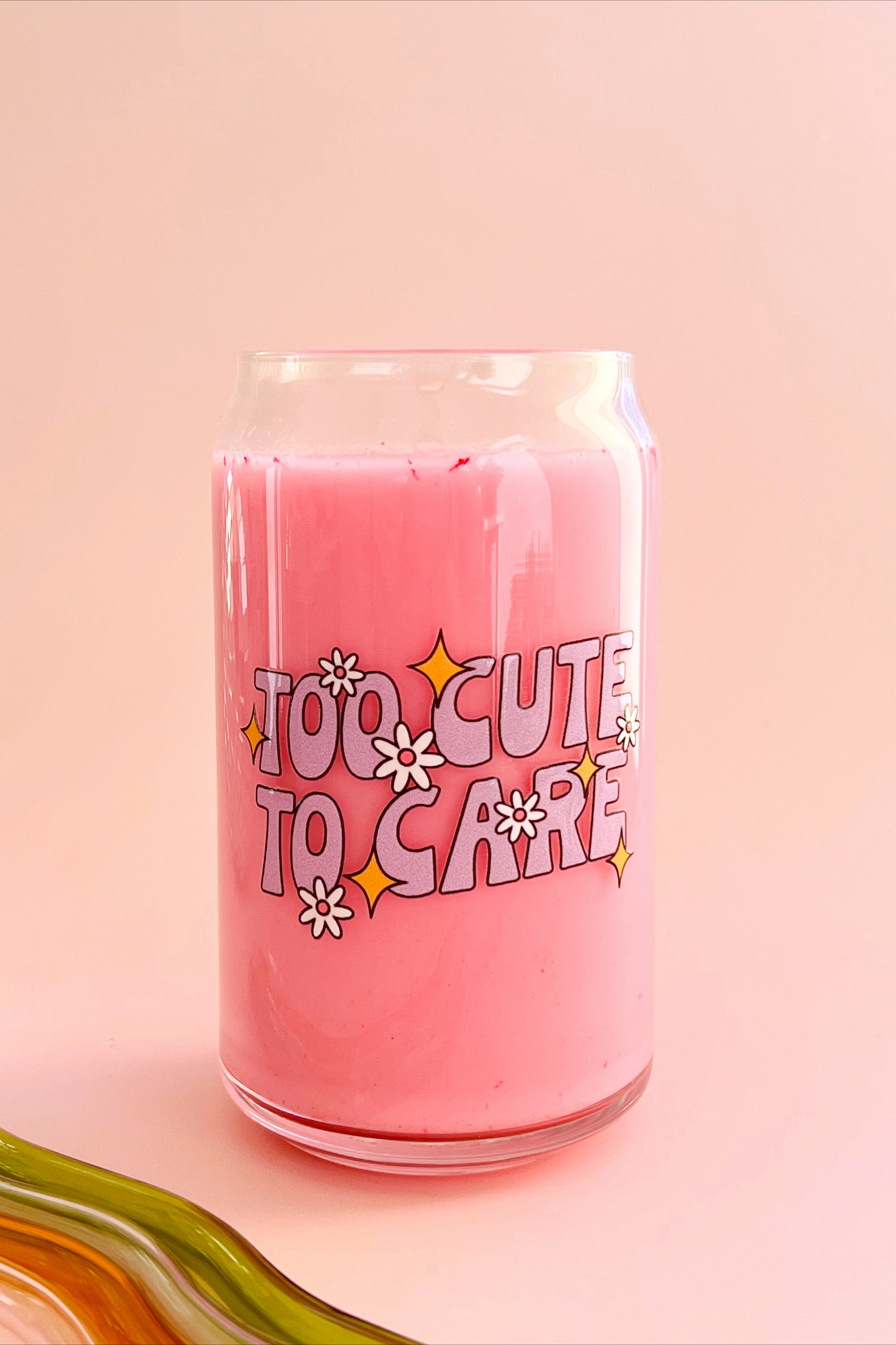 Too Cute To Care Glass Cup