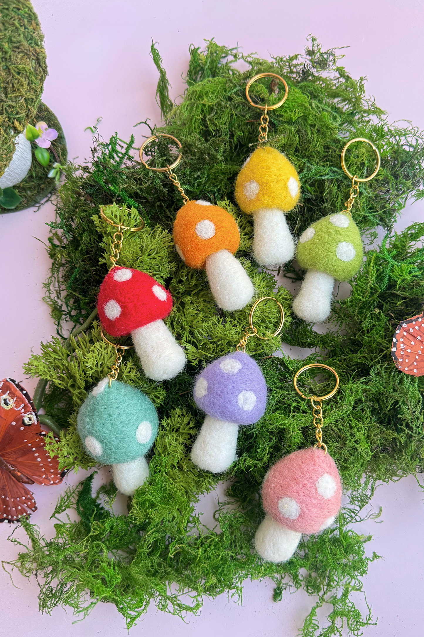 Mushroom Felt Keychain