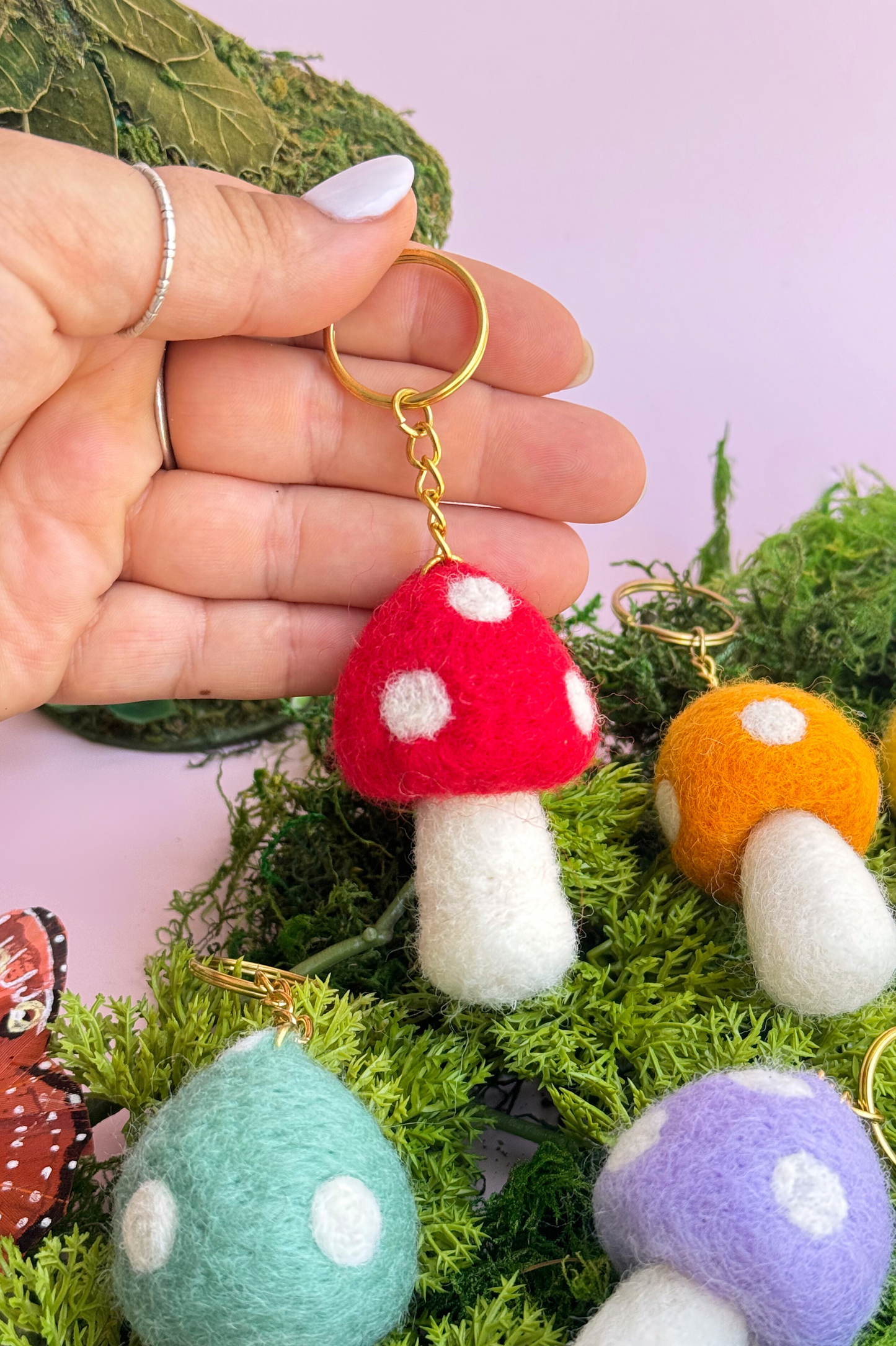 Mushroom Felt Keychain