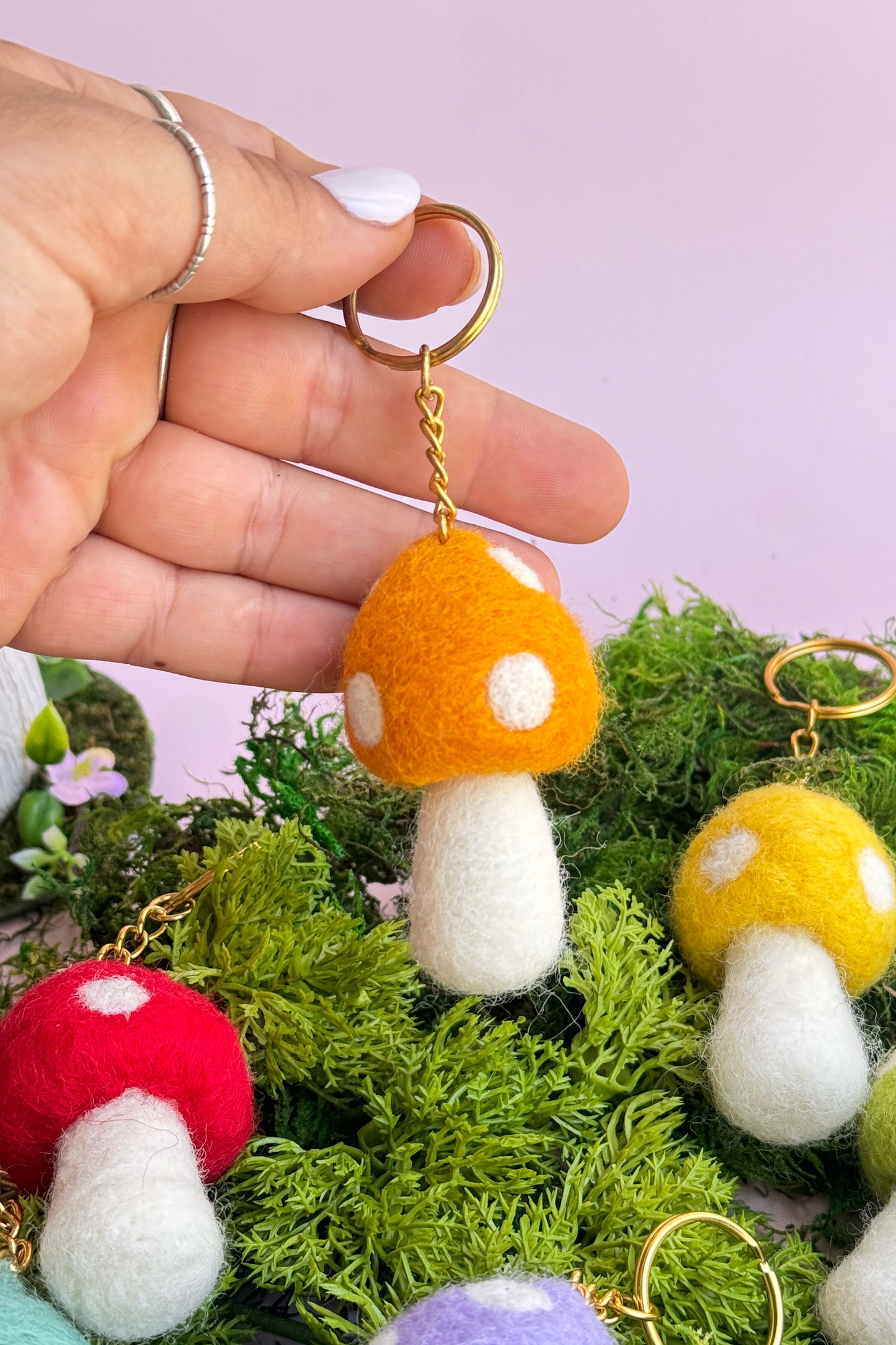 Mushroom Felt Keychain