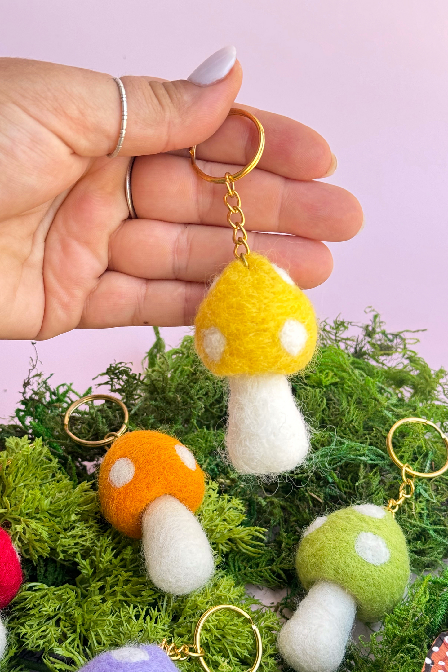 Mushroom Felt Keychain