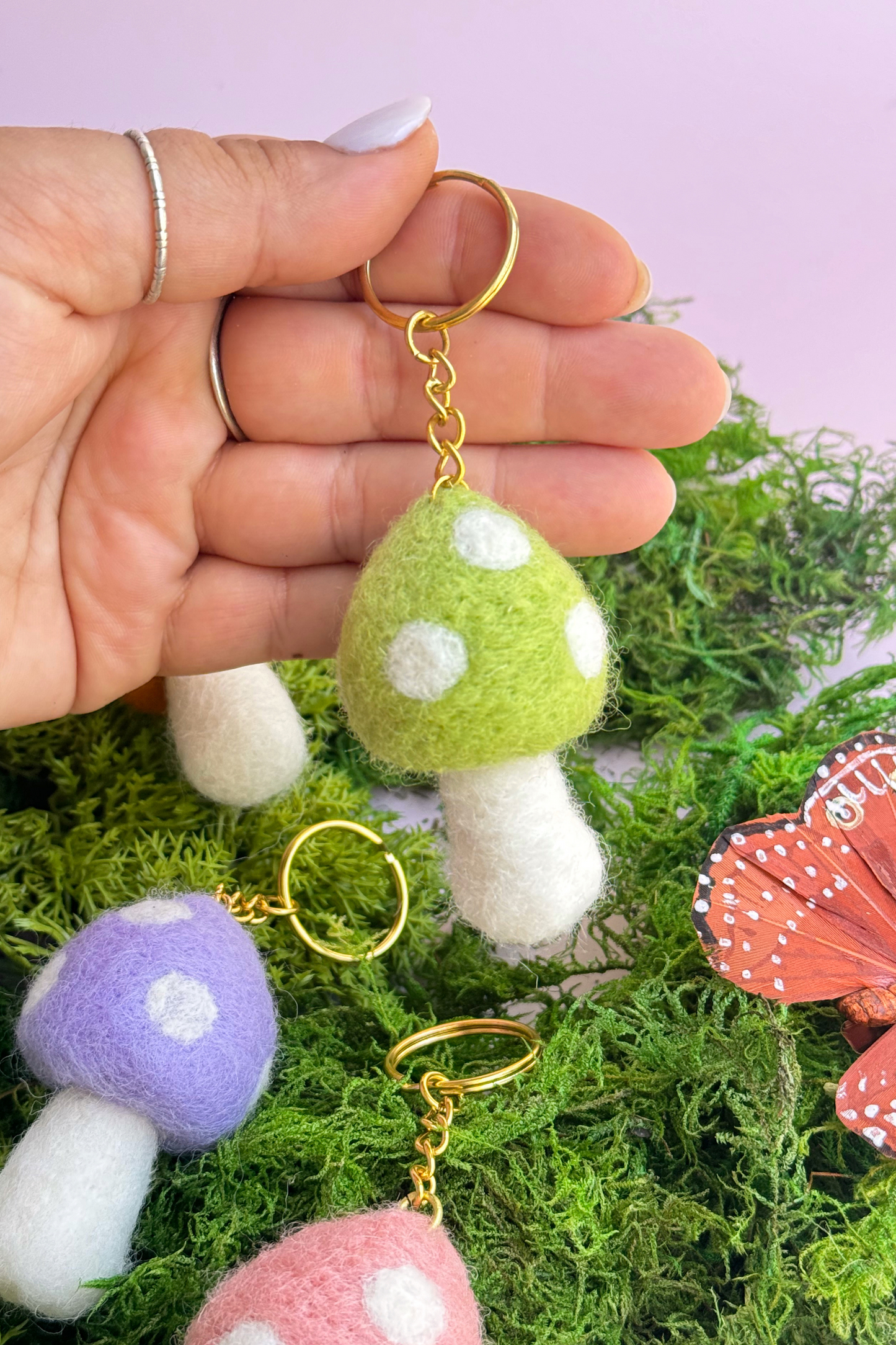 Mushroom Felt Keychain