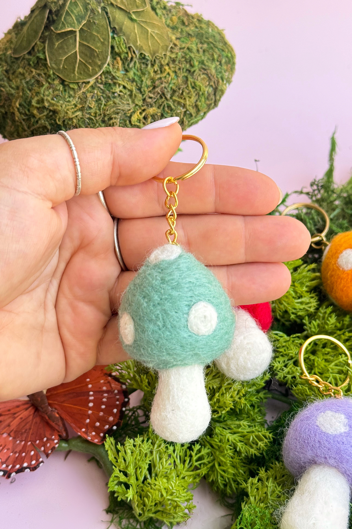 Mushroom Felt Keychain