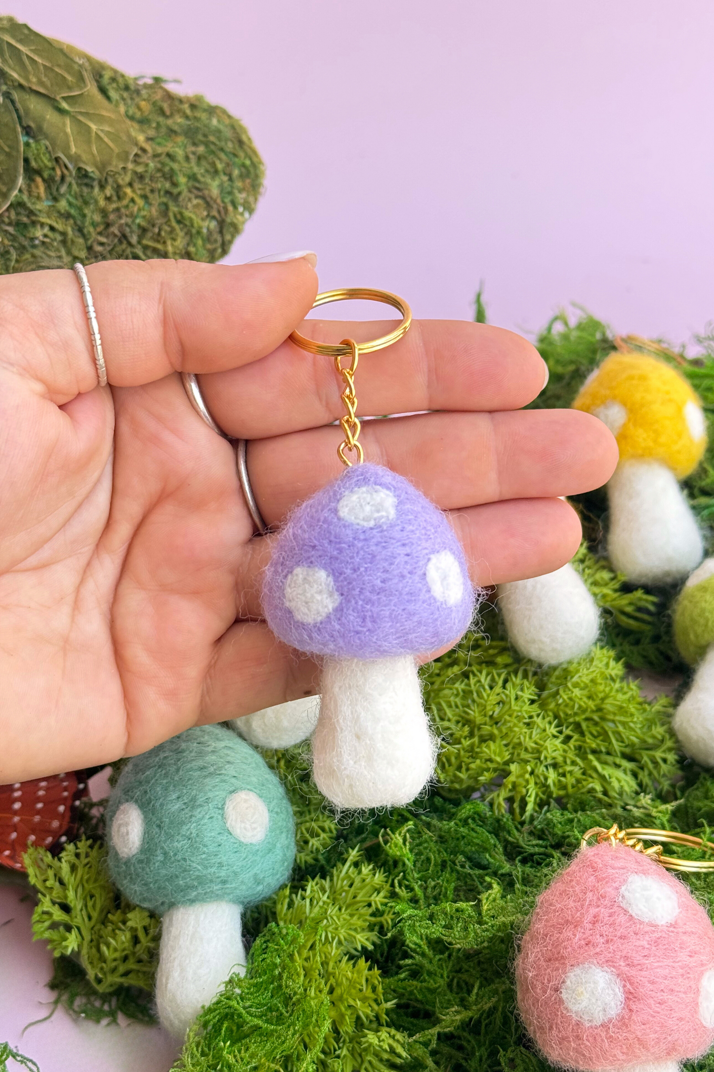 Mushroom Felt Keychain