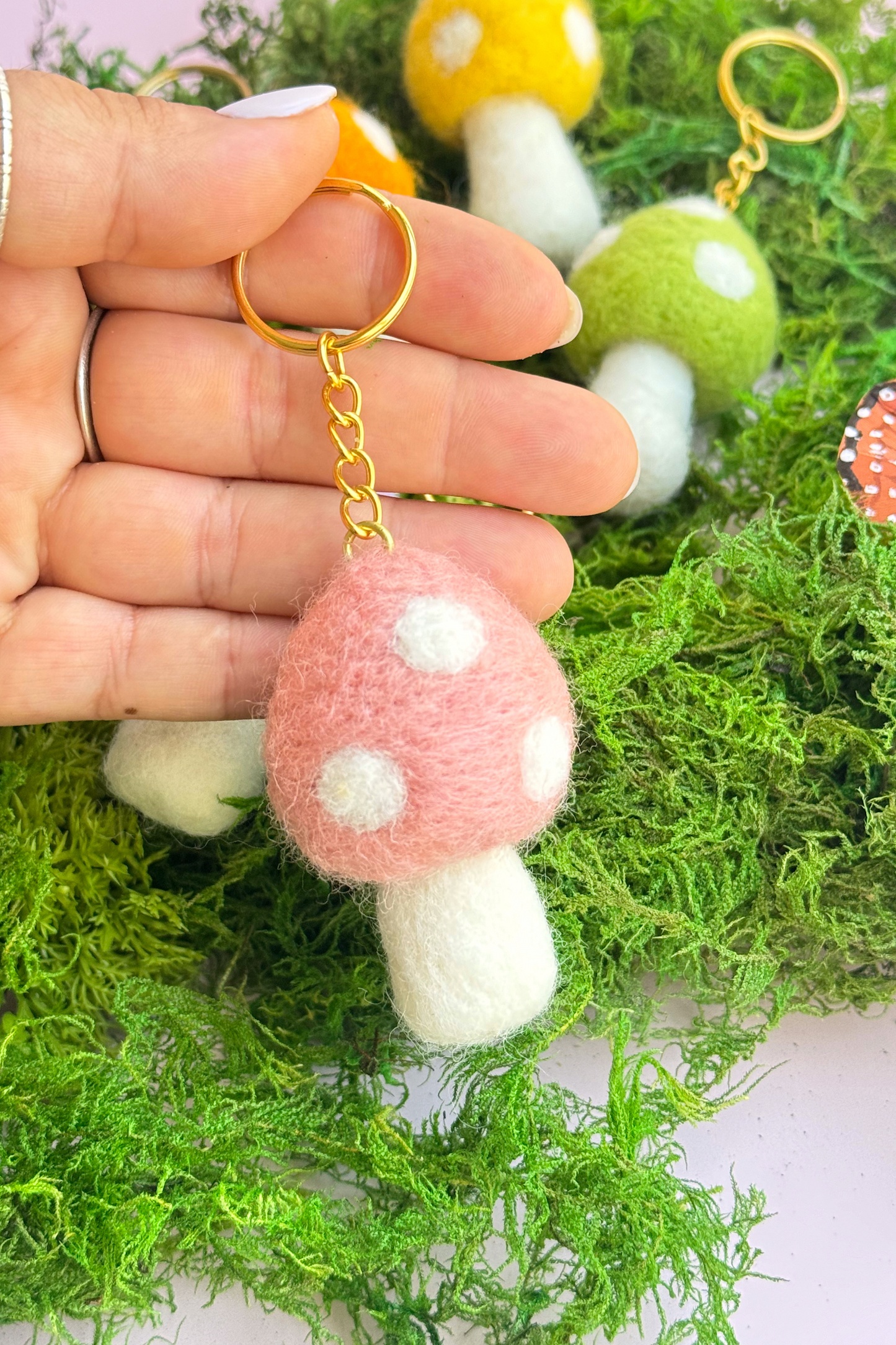 Mushroom Felt Keychain