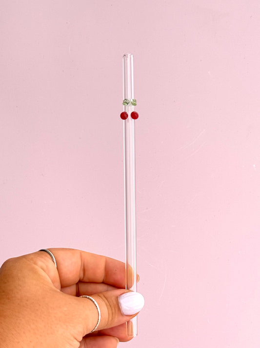 Cherry Charm Glass Straw