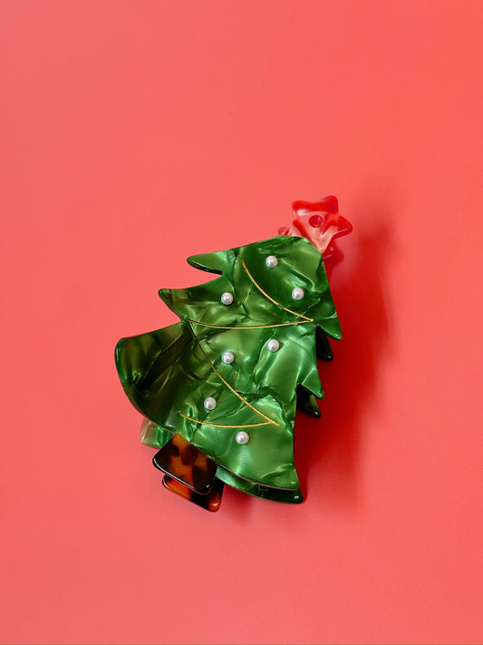 Holiday Tree Hair Claw Clip