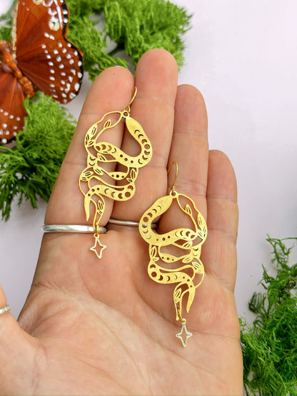 Celestial Serpent Dangles (Brass + Silver)
