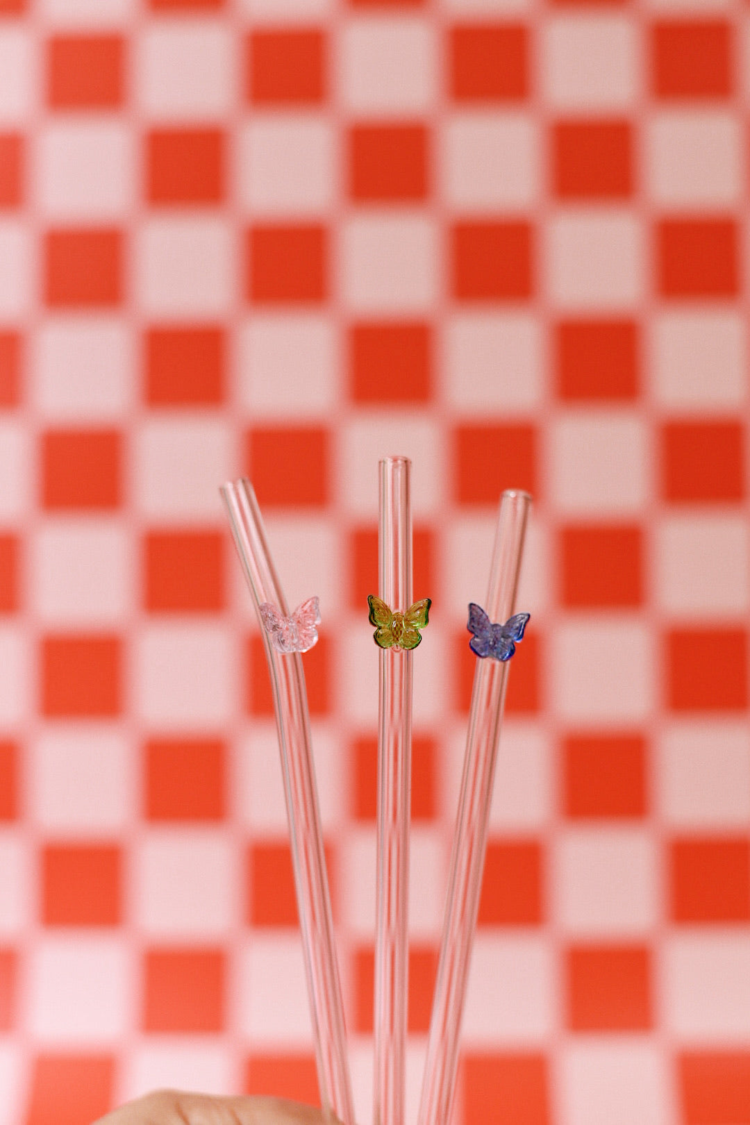 Butterfly Charm Glass Straws