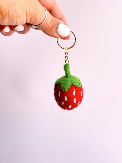 Strawberry Felt Keychain