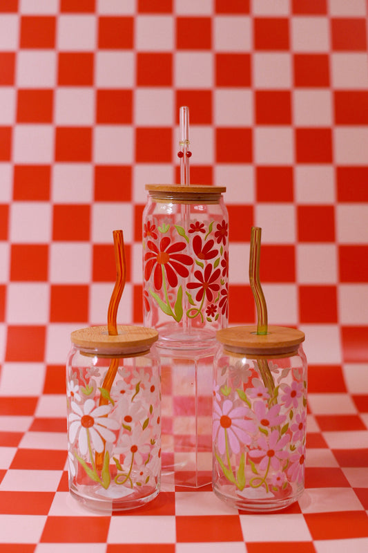 Falling Petals Glass Cup (3 Colors!)
