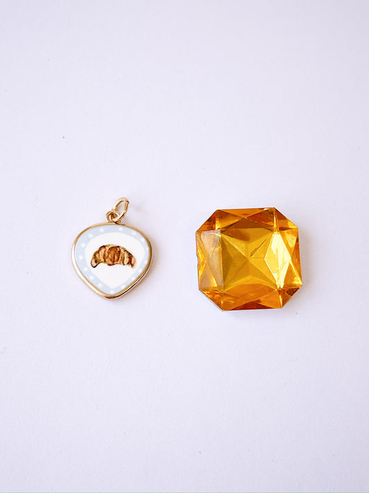Enamel Croissant Gold Charm