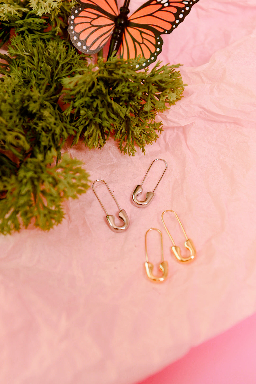 Sterling Silver Safety Pin Earrings (Gold + Silver)