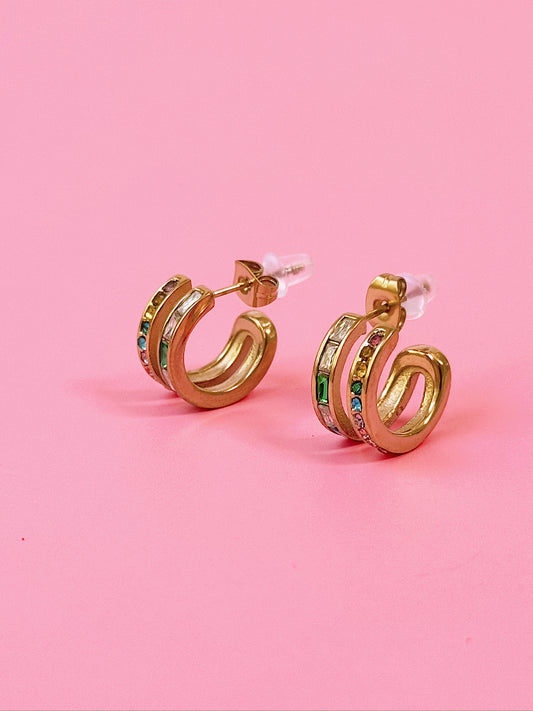 Nebula Double Hoop Studs