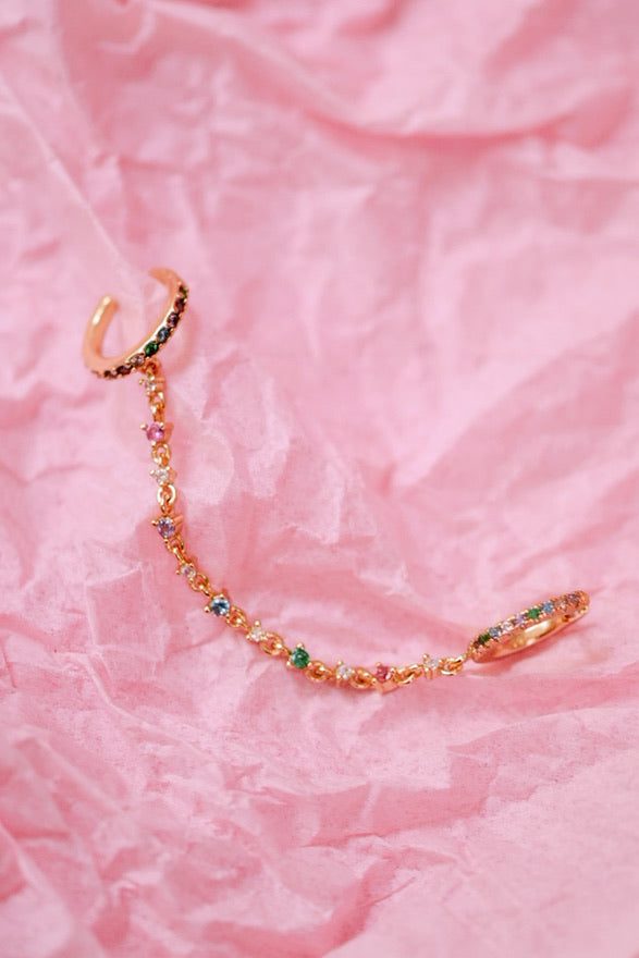 Gemmed Up Ear Cuff Connector Hoop