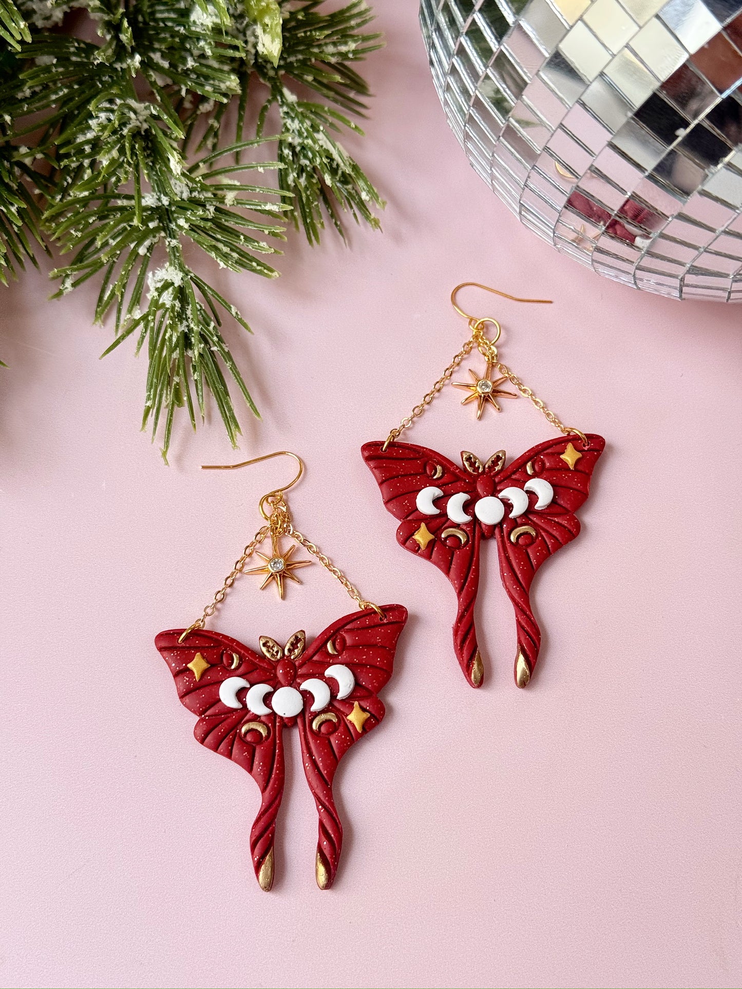 Burgundy Moth Dangles