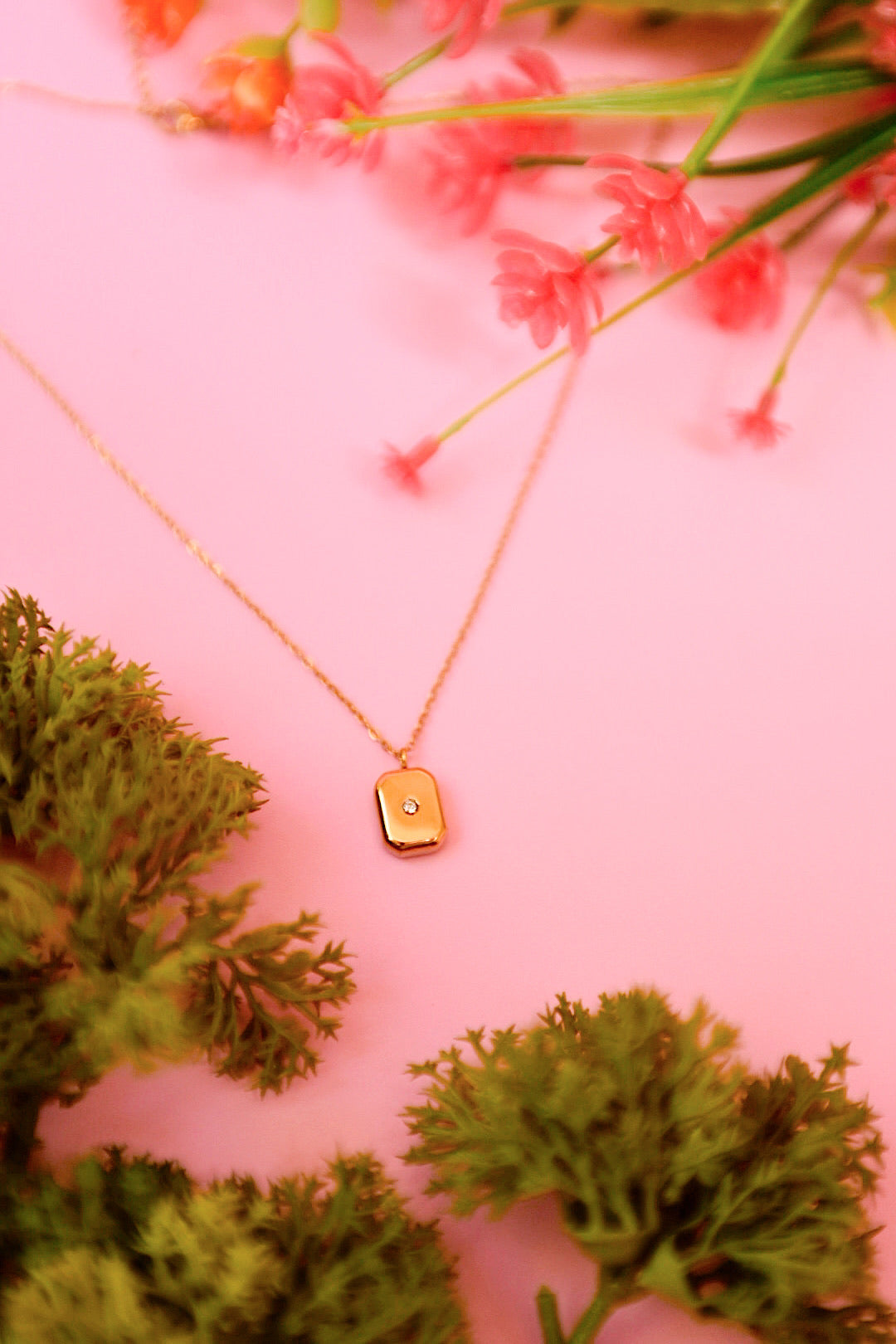 Gold CZ Signet Necklace