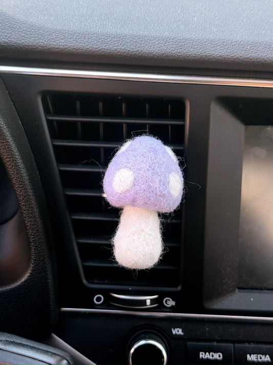 Purple Felt Mushroom Car Vent Clip