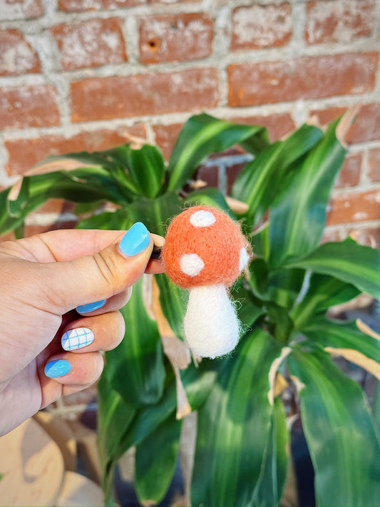 Terracotta Felt Mushroom Car Vent Clip
