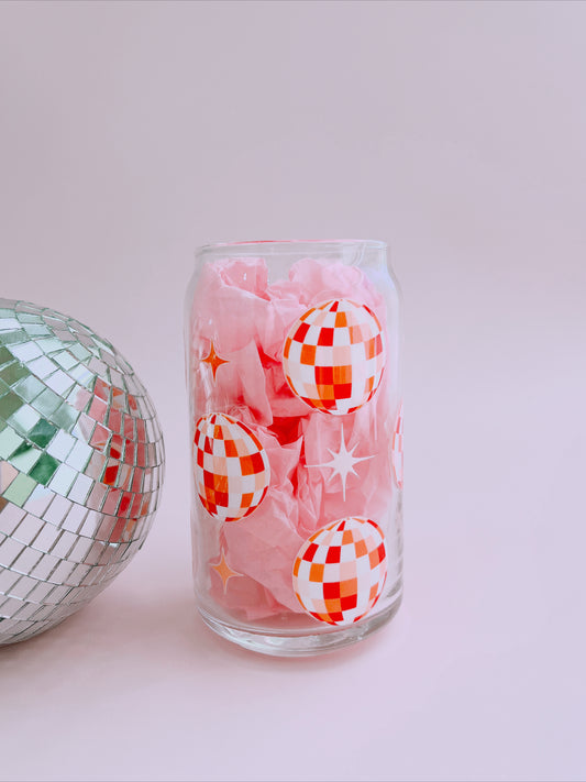 Sparkly Disco Ball Glass Cup