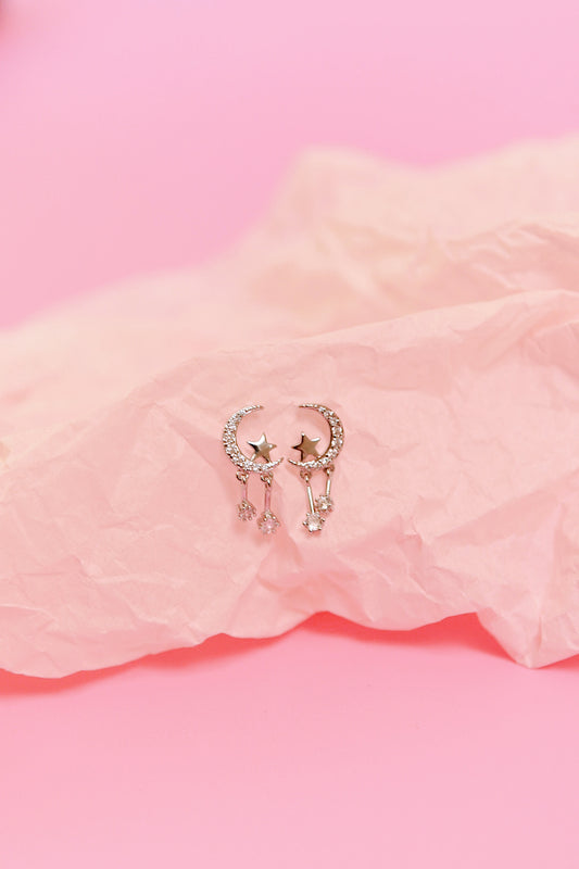Silver Lunar Moon Studs
