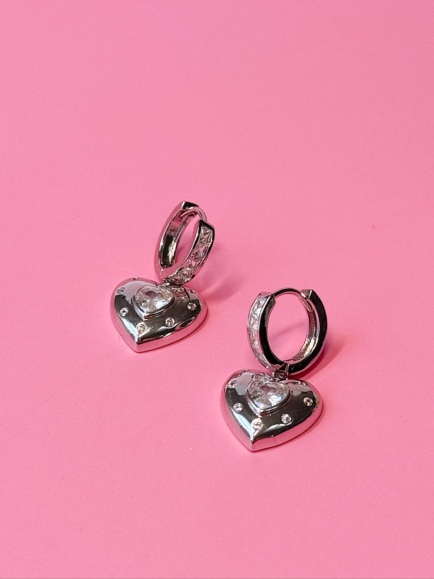 Club Serotonin Clear Jewel Heart Huggies