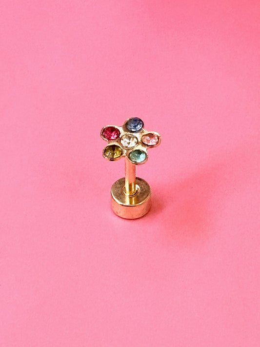 Prismatic Flower Flat-back Screw-back Stud (Single)