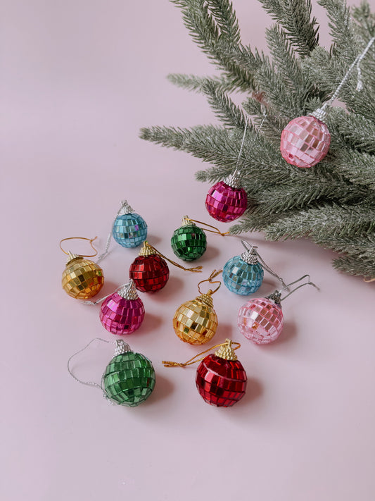 Multicolored Disco Ball Ornaments 12-pack