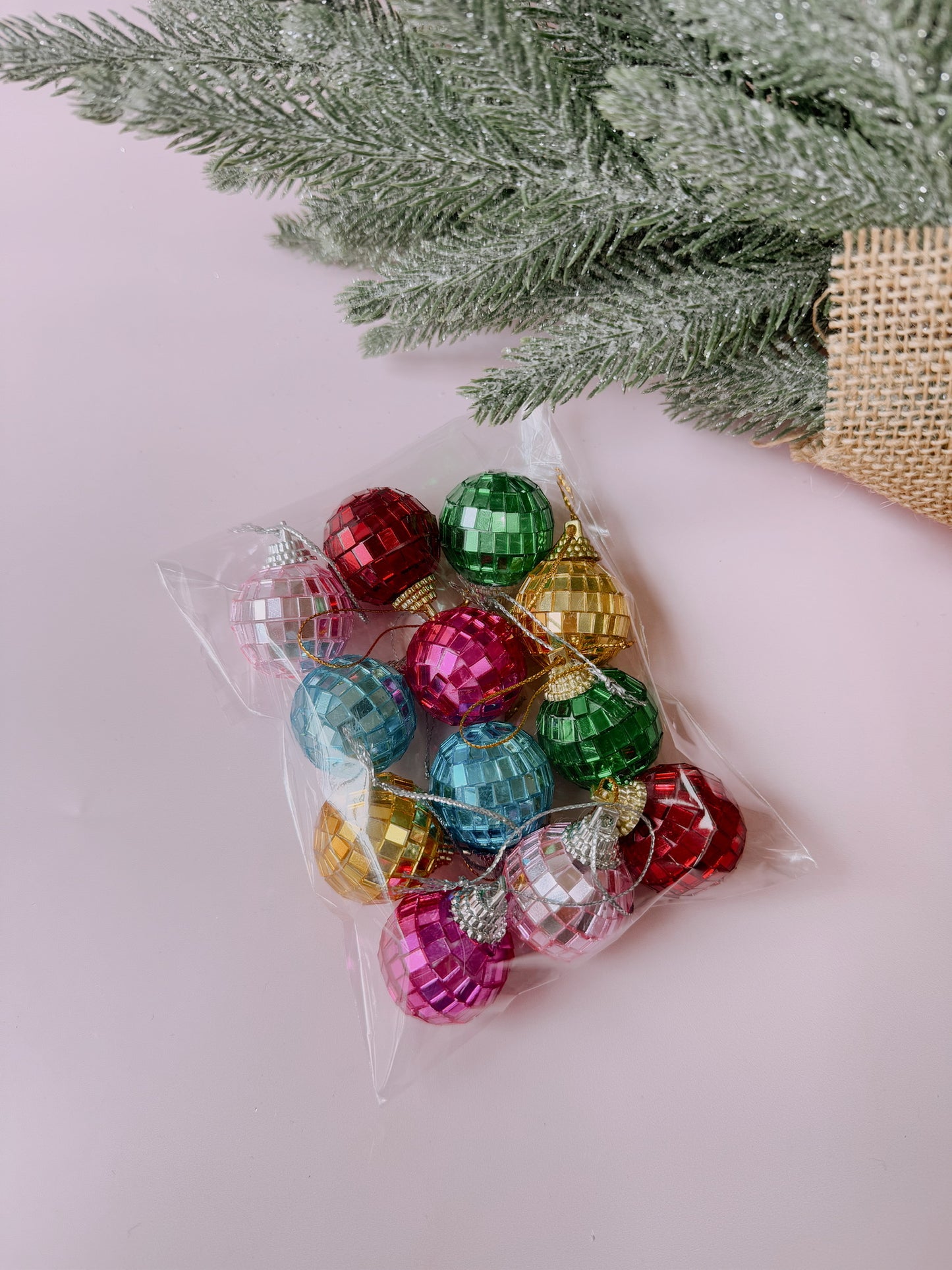 Multicolored Disco Ball Ornaments 12-pack