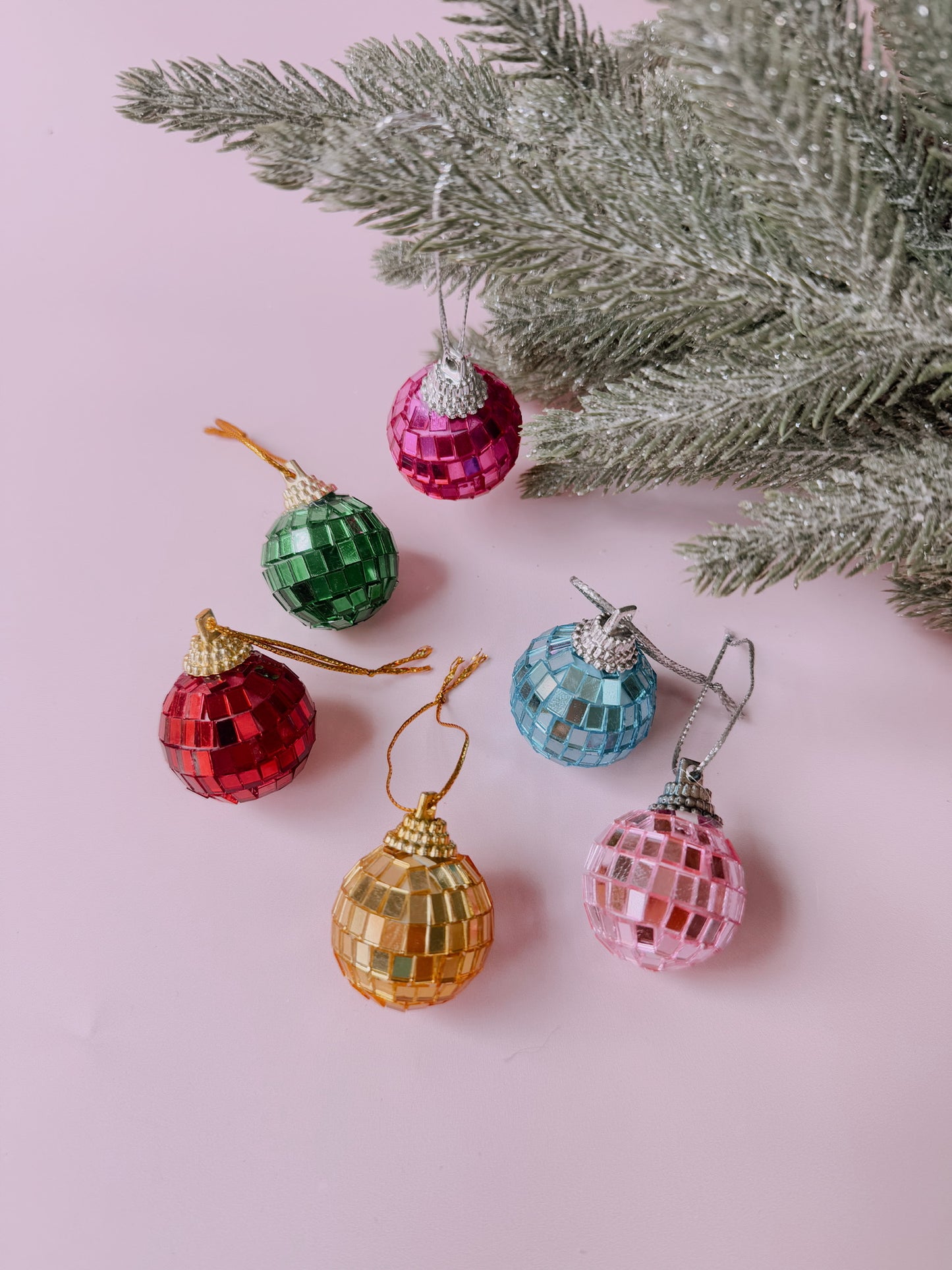 Multicolored Disco Ball Ornaments 12-pack