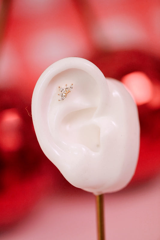 Crown Jewel Single Flatback Gold Stud