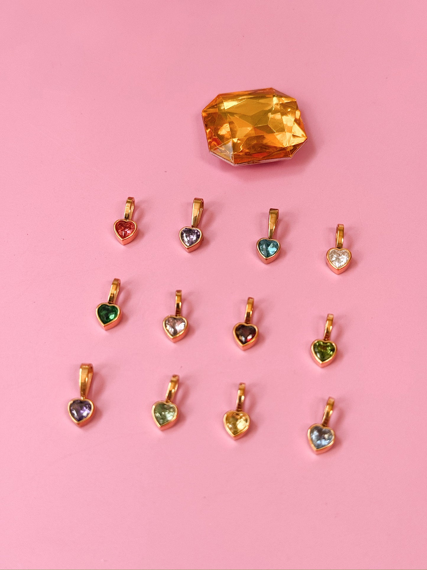 Heart Birthstone Gold Charm