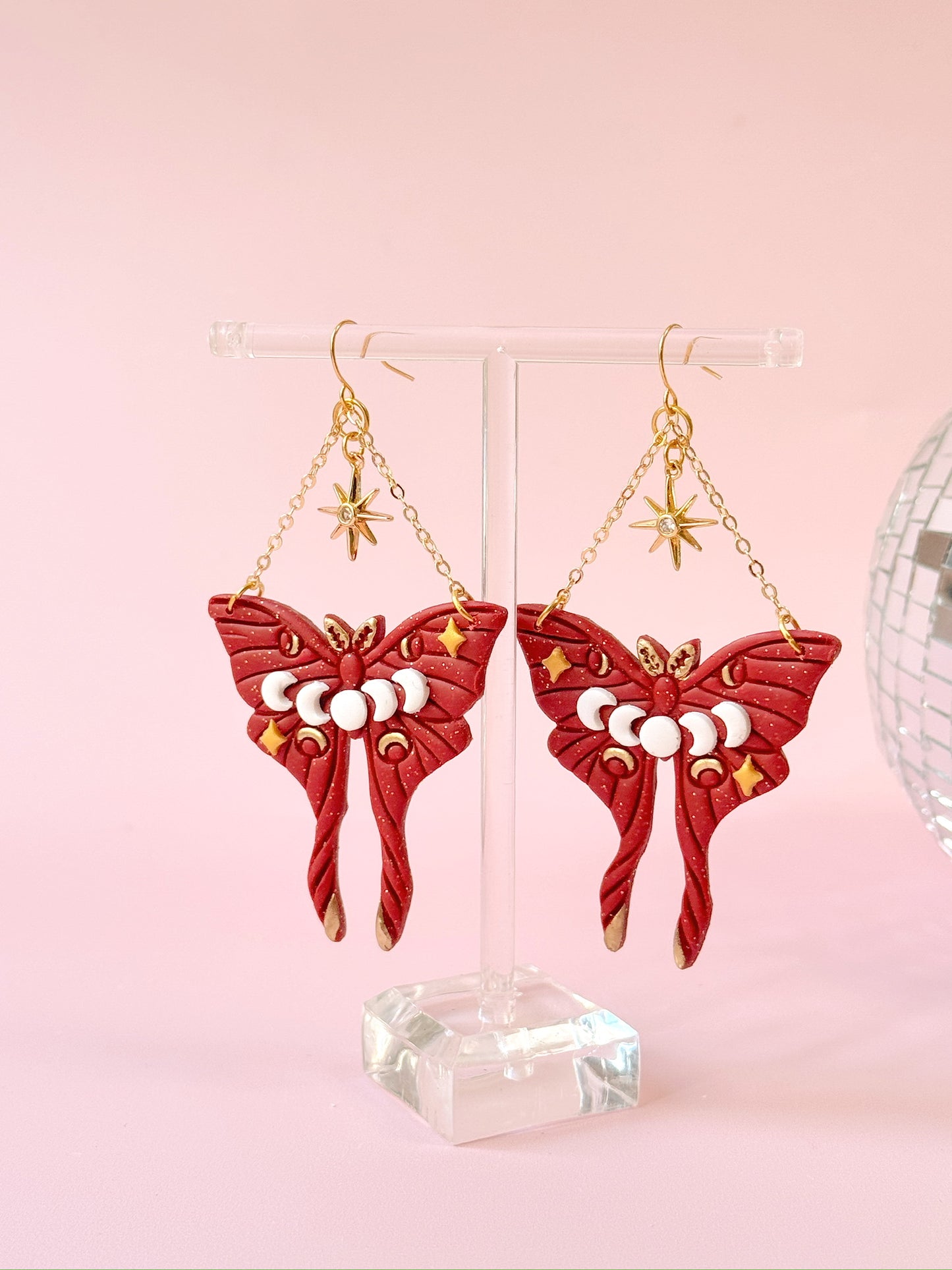 Burgundy Moth Dangles