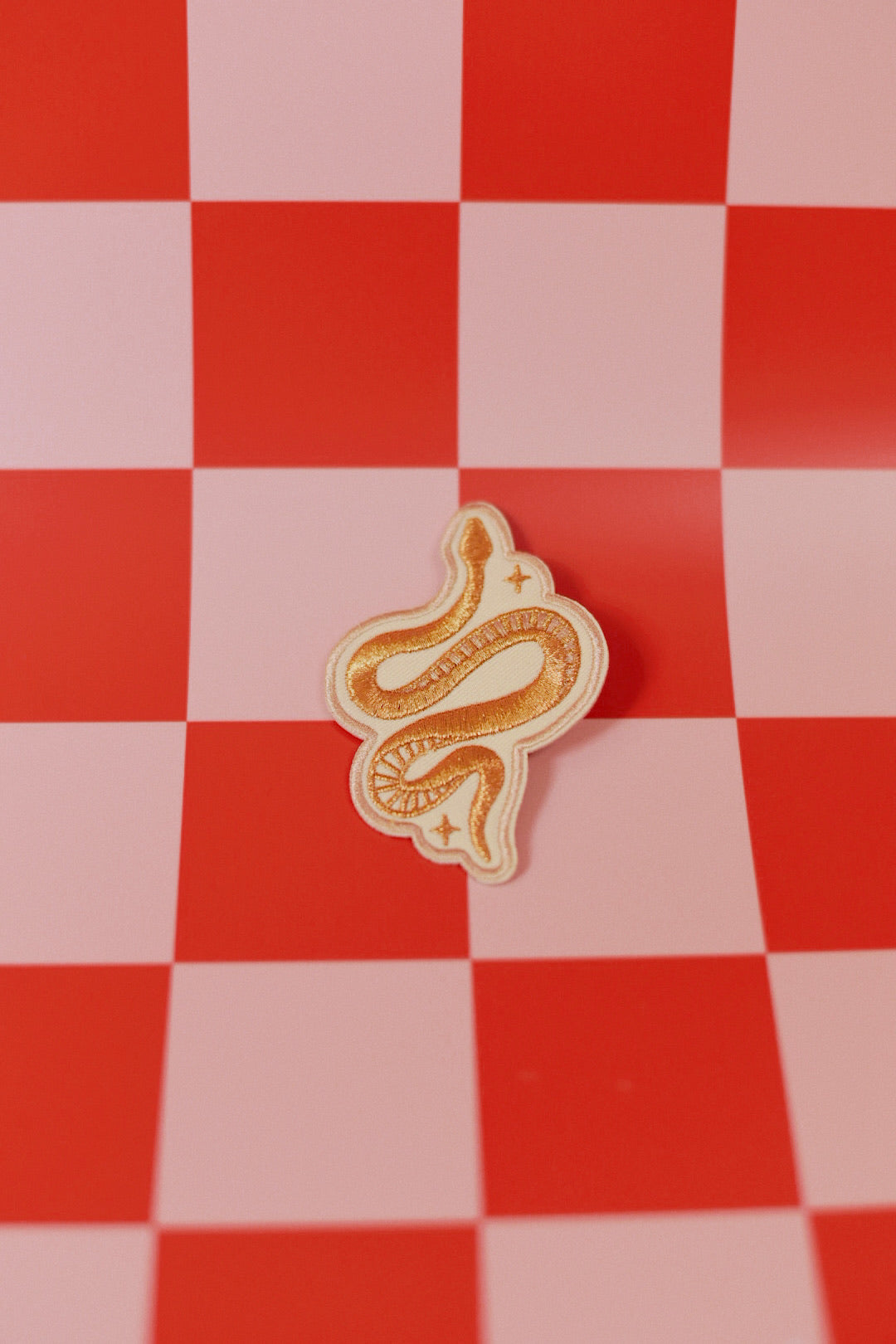 Metallic Gold Snake Embroidered (Iron-On) Patch