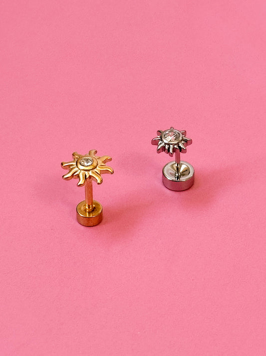 Sol Flat-back Screw-back Stud - Single (Gold + Silver)