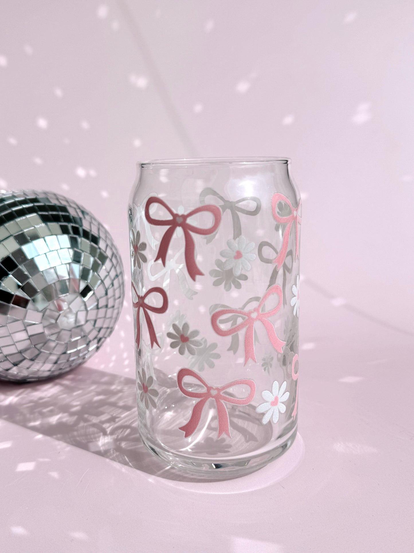 Bows & Flowers Glass Cup