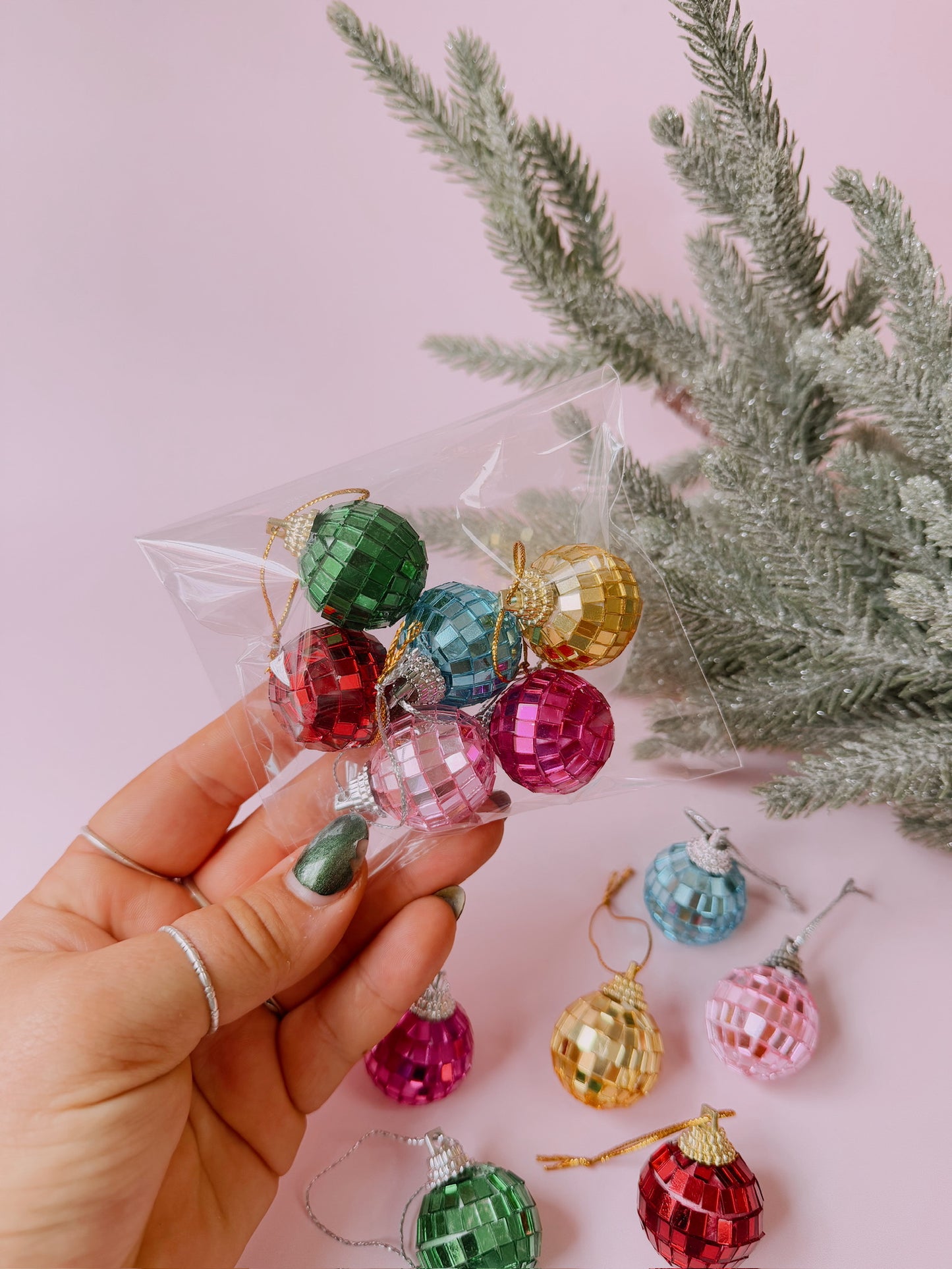 Multicolored Disco Ball Ornaments 12-pack